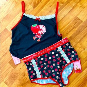 Strawberry shortcake black multi 2pc lingerie set XL